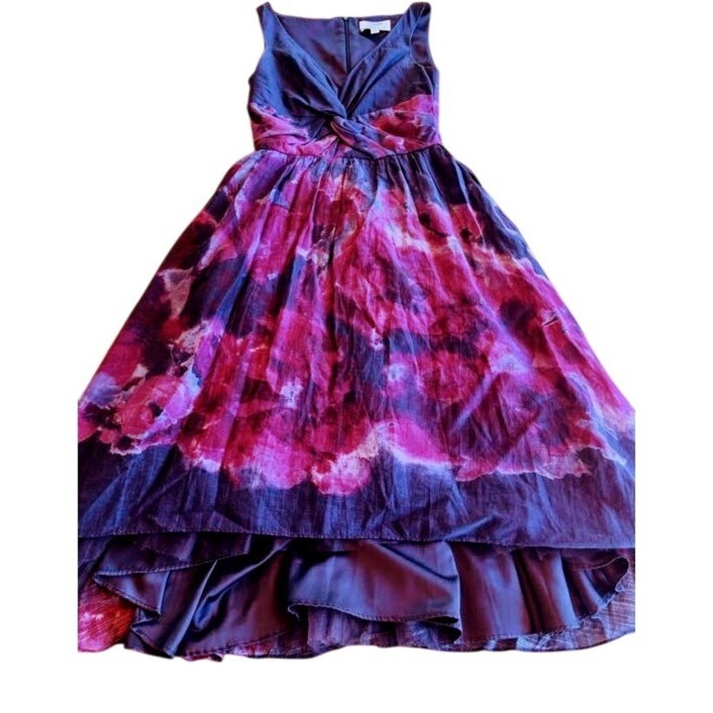 Lela Rose for Target Neiman Marcus Watercolor Floral High Low Dress Silk Blend 2 - Picture 2 of 4